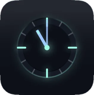 Analog clock widget at 11 PM, hands lit softly in the dark